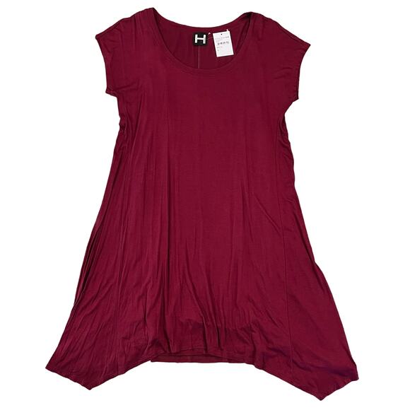 NWT Nordstrom's H by Bordeaux Maroon/Wine Swing T-Shirt Dress - SIZE MEDIUM - Picture 1 of 7